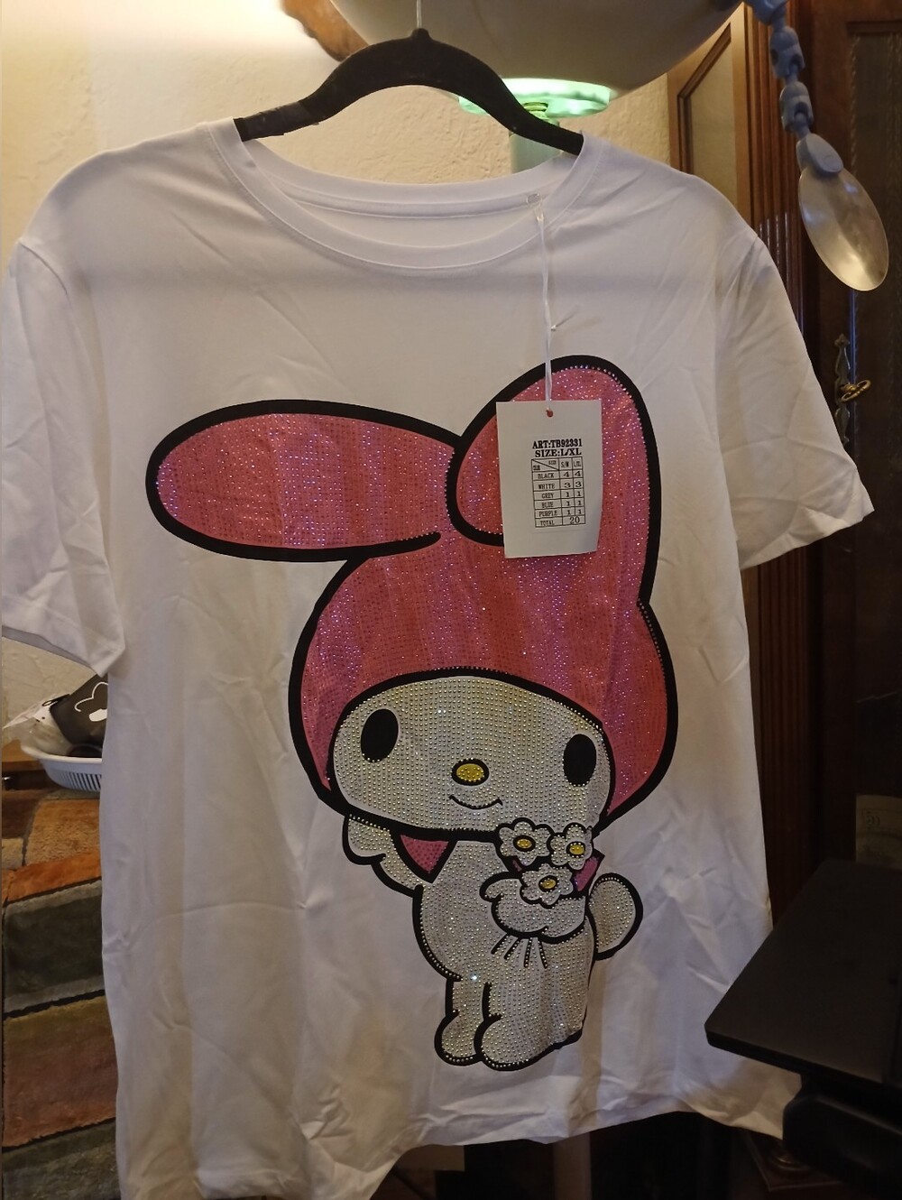 White Tee with Pink Character Bright- My Melody Style XL